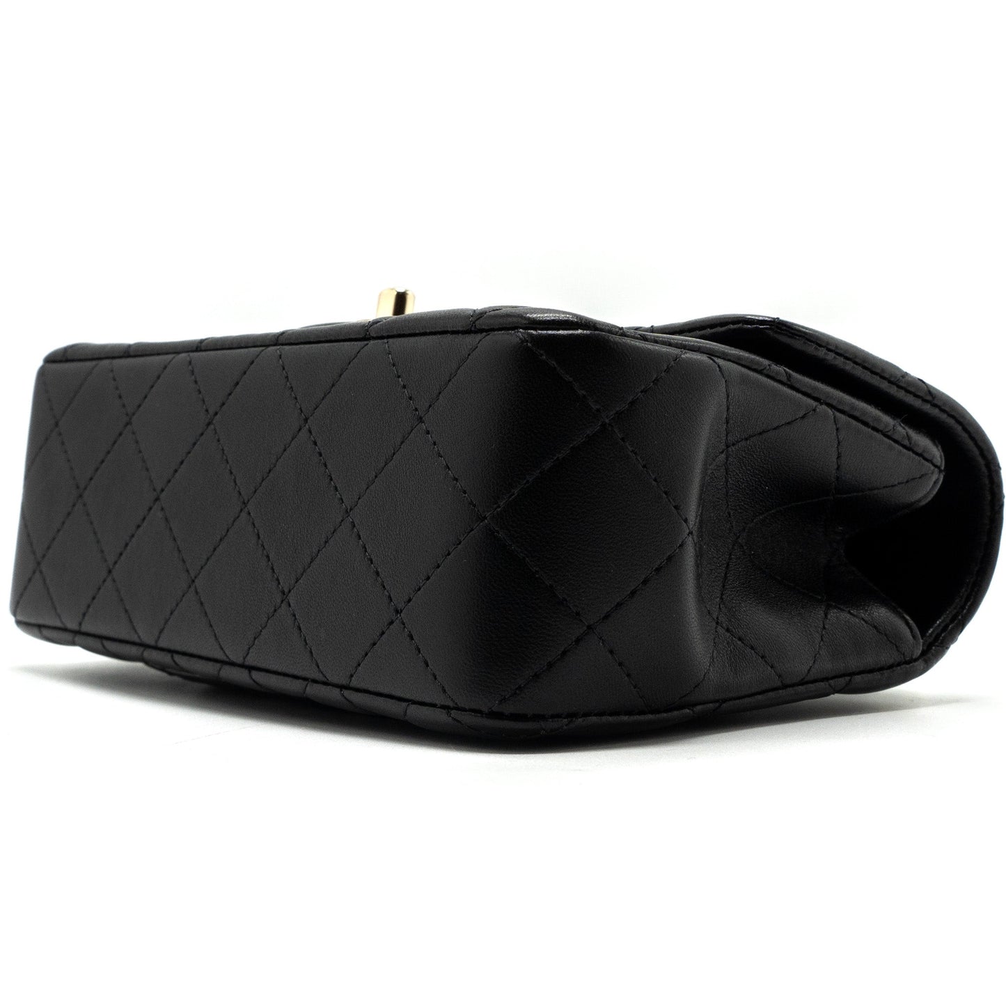 Chanel top handle mini rectangular flap bag lambskin black L (microchip)