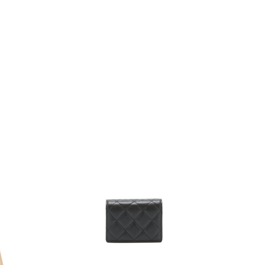 Chanel Caviar Card Holer with chain and bag charm Black L