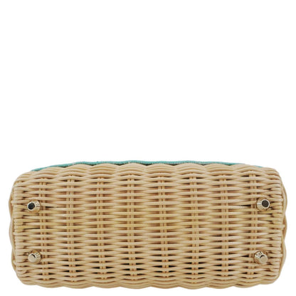 CHRISTIAN DIOR Lady Dior Mini Wicker Oblique Shoulder Bag Green