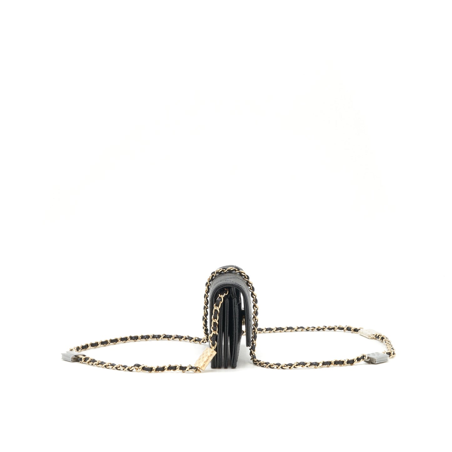 Chanel Caviar Card Holer with chain and bag charm Black L