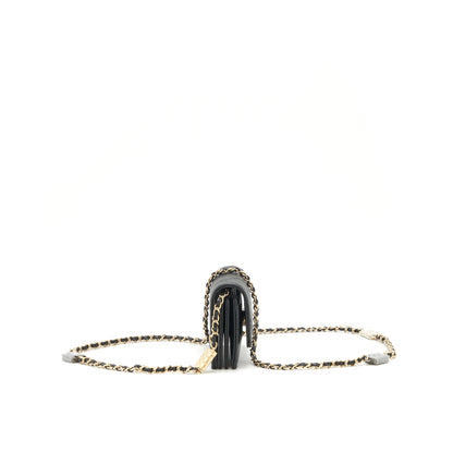 Chanel Caviar Card Holer with chain and bag charm Black L