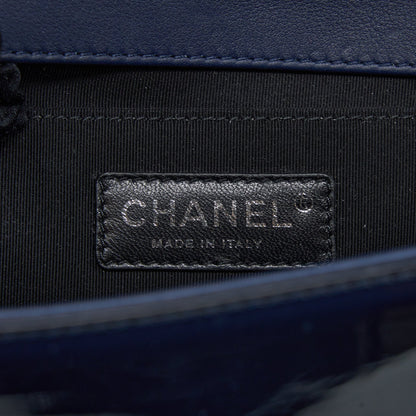 Chanel Medium Boy Bag Patent Navy