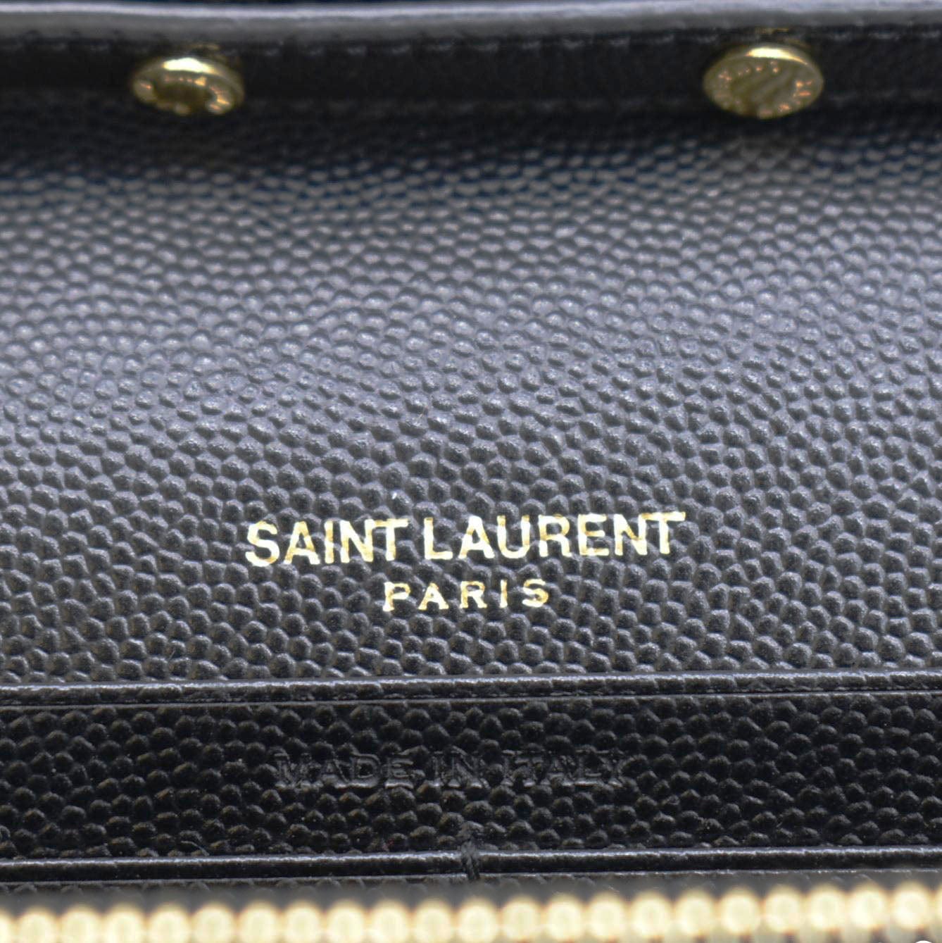 YVES SAINT LAURENT Cassandre Chain Wallet Leather Crossbody Bag Black