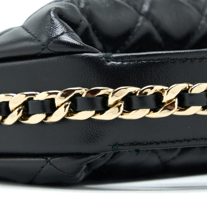 Chanel 23c Round Cruise Pouch Lambskin Black L (Microchip)