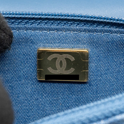 Chanel pearl crush wallet on chain denim blue  (microchip)