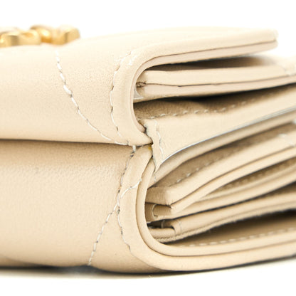 Chanel 19 Flap Compact Wallet Lambskin Beige