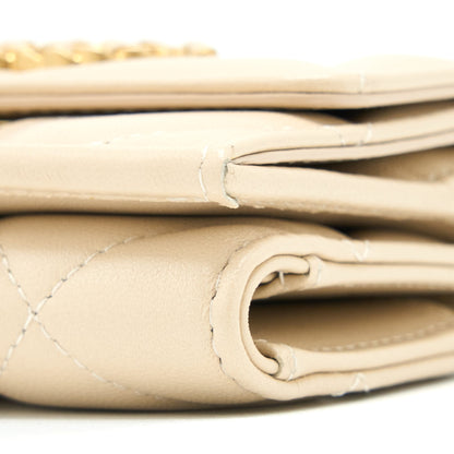Chanel 19 Flap Compact Wallet Lambskin Beige