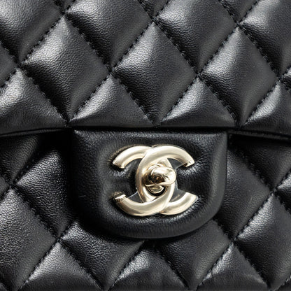 Chanel top handle mini rectangular flap bag lambskin black L (microchip)