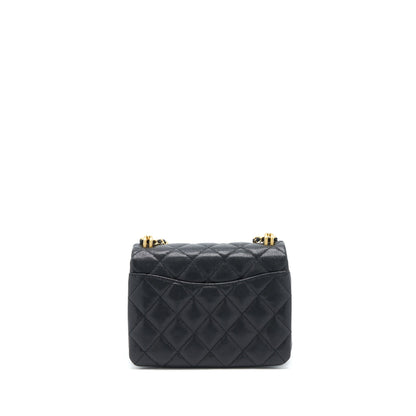 Chanel 22K Coco First Flap Bag Grained Calfskin Black (Microchip)