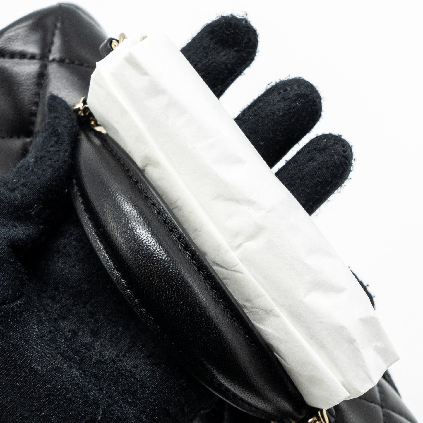 Chanel top handle mini rectangular flap bag lambskin black L (microchip)