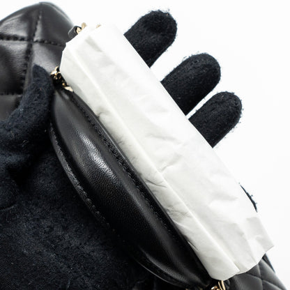 Chanel top handle mini rectangular flap bag lambskin black L (microchip)