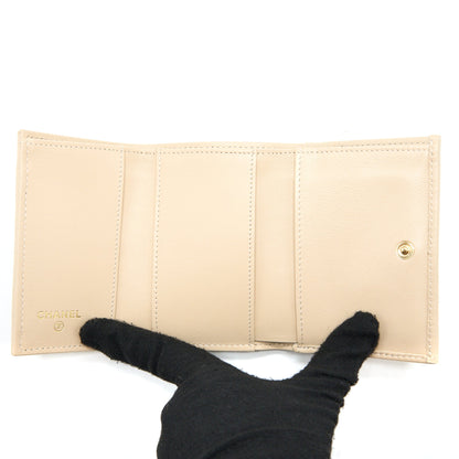 Chanel 19 Flap Compact Wallet Lambskin Beige