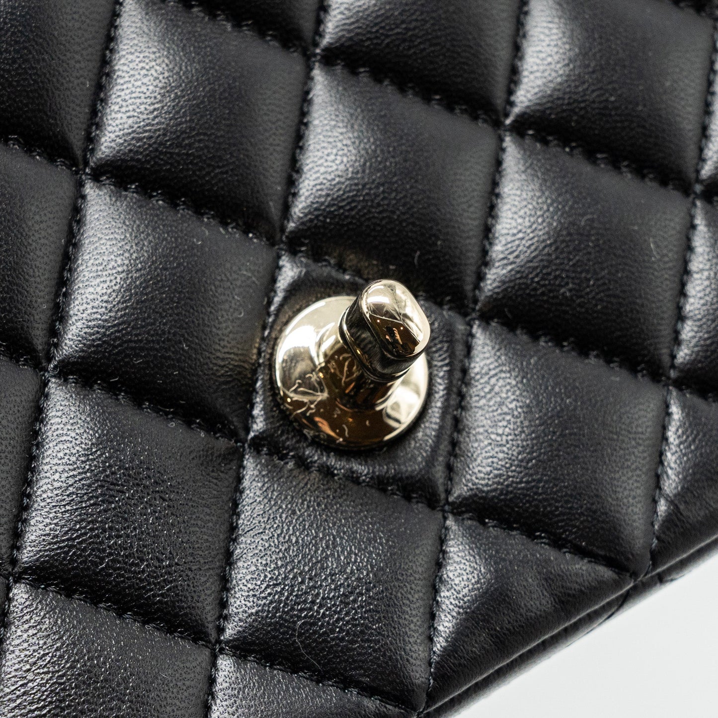 Chanel top handle mini rectangular flap bag lambskin black L (microchip)