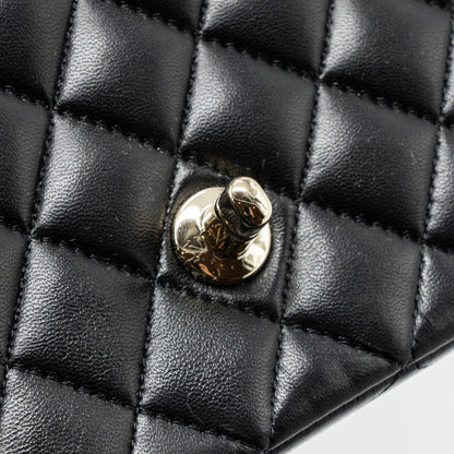Chanel top handle mini rectangular flap bag lambskin black L (microchip)