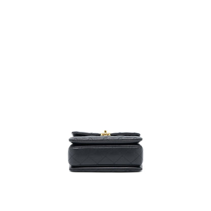 Chanel 22K Coco First Flap Bag Grained Calfskin Black (Microchip)
