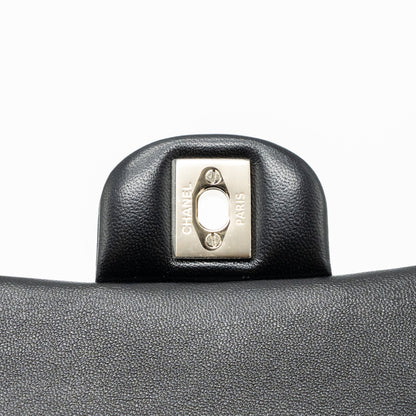 Chanel top handle mini rectangular flap bag lambskin black L (microchip)