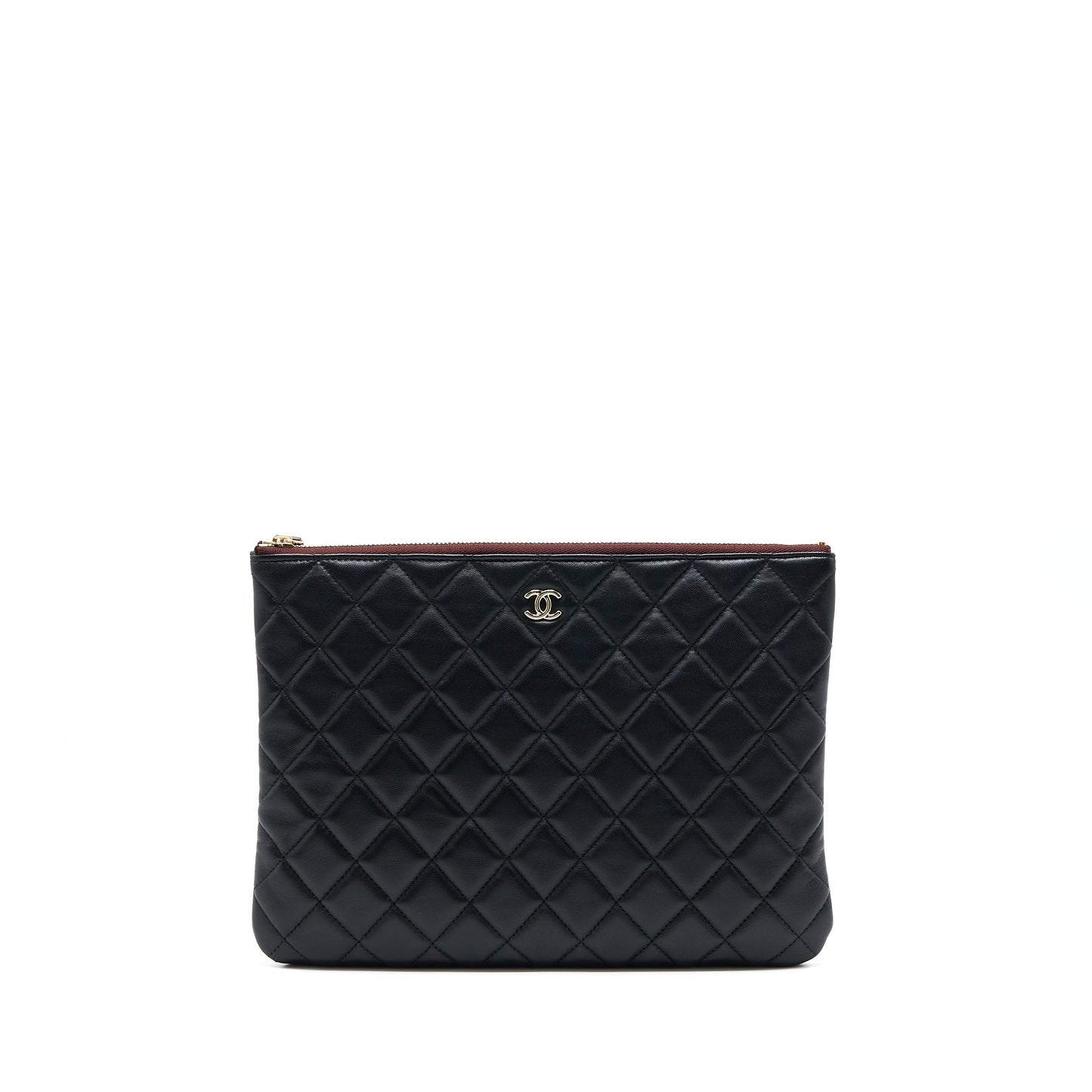 Chanel O Case Pouch Lambskin Black L