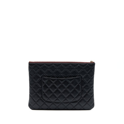 Chanel O Case Pouch Lambskin Black L