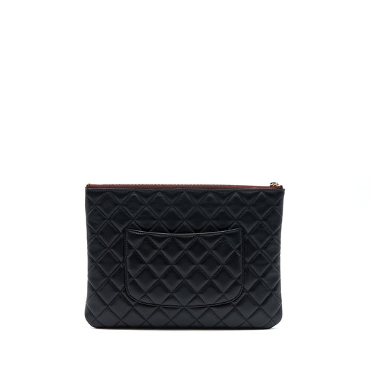 Chanel O Case Pouch Lambskin Black L
