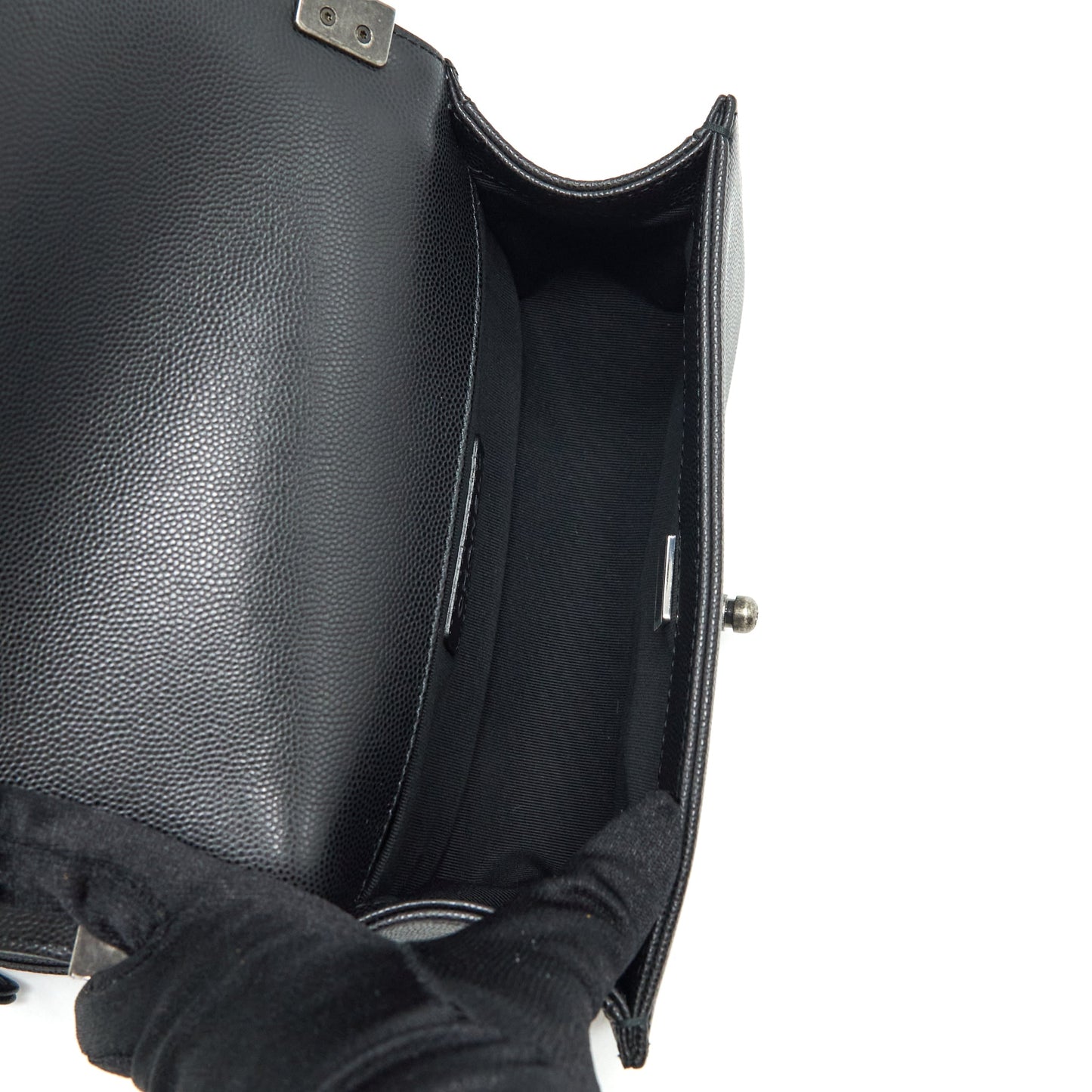 Chanel Small Boy Bag Caviar Black Ruthenium Hardware