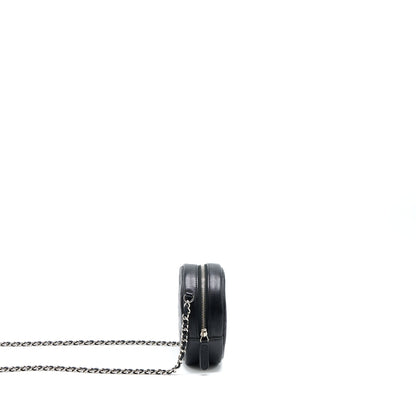 Chanel Round Clutch With Chain Lambskin Black