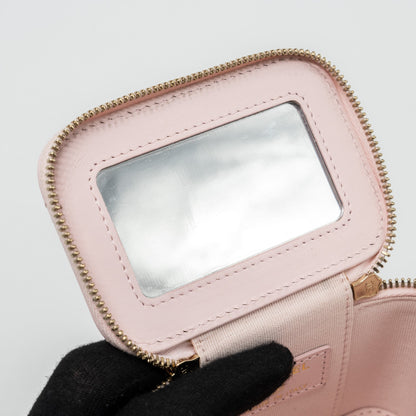 Chanel mini vanity with giant chain lambskin light pink L