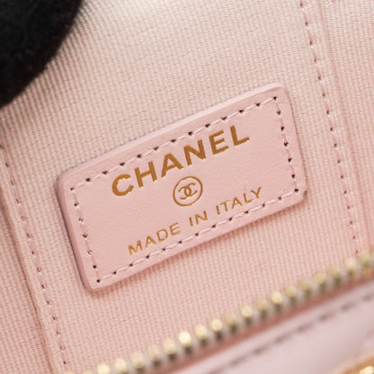 Chanel mini vanity with giant chain lambskin light pink L