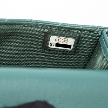 Chanel Mini Top Handle Flap Bag Lambskin Green Brushed