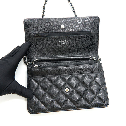 Chanel Caviar Classic Wallet on Chain black Caviar
