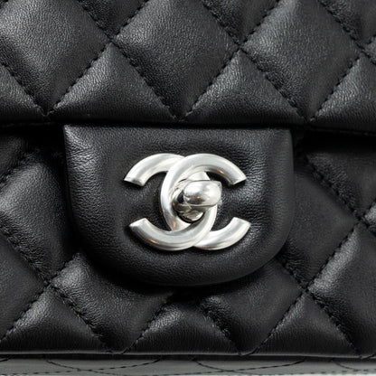 Chanel mini rectangular flap bag lambskin black  (MICrochip)
