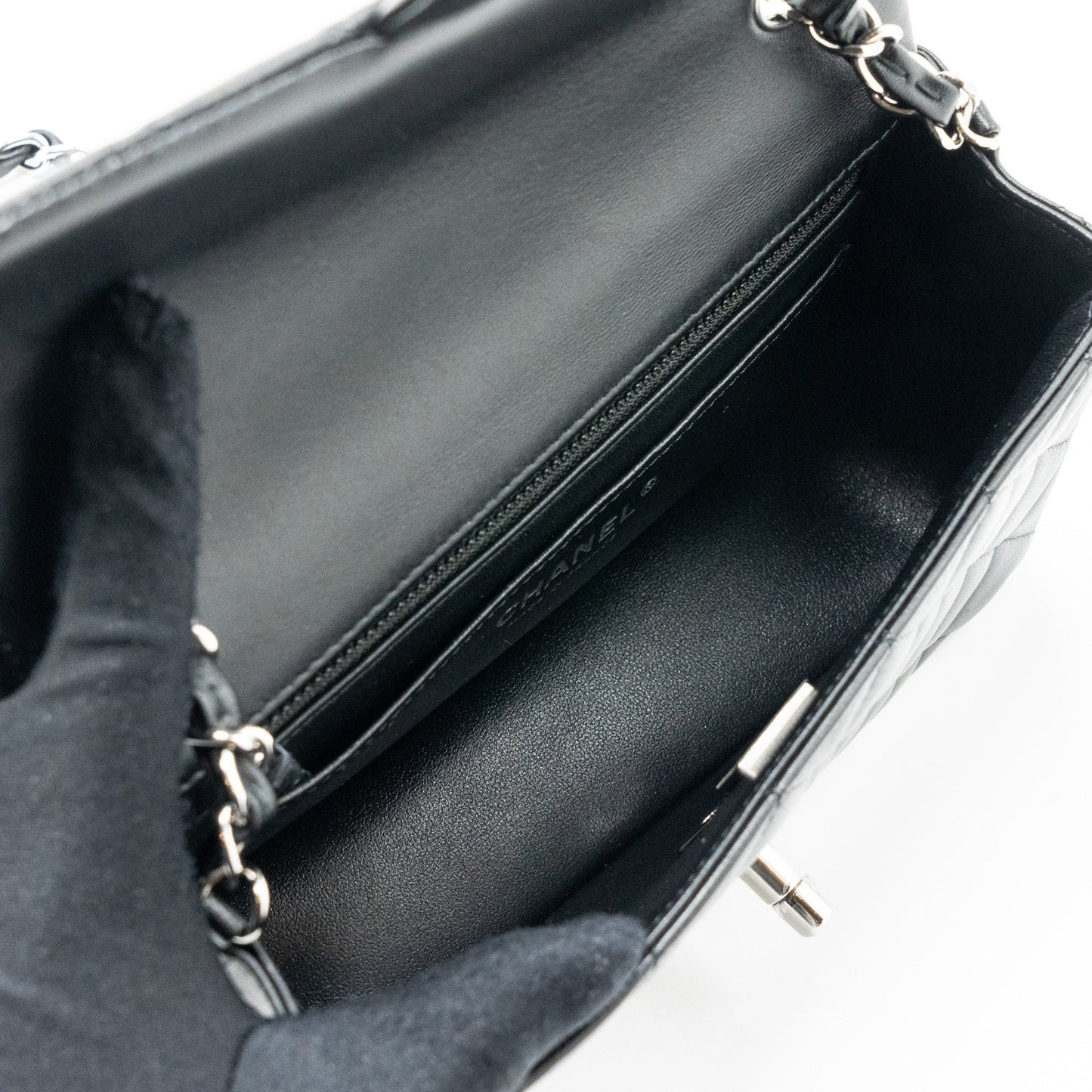 Chanel mini rectangular flap bag lambskin black  (MICrochip)