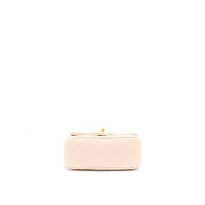 Chanel 22C Pearl Crush Mini Square Flap Bag Lambskin Light Beige