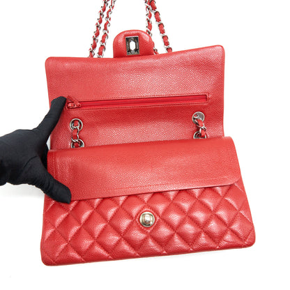 Chanel Medium Classic Double Flap Caviar Red