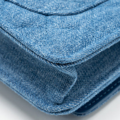 Chanel Pearl Crush Wallet on Chain Denim Blue  (Microchip)
