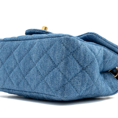 Chanel pearl crush mini square flap bag denim blue  (microchip)