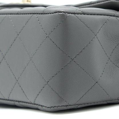 Chanel 22A Mini Rectangular Flap Bag Lambskin Grey L (Microchip)