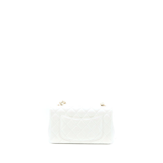 Chanel Classic Mini Rectangular Flap Bag Calfskin Iridescent White L
