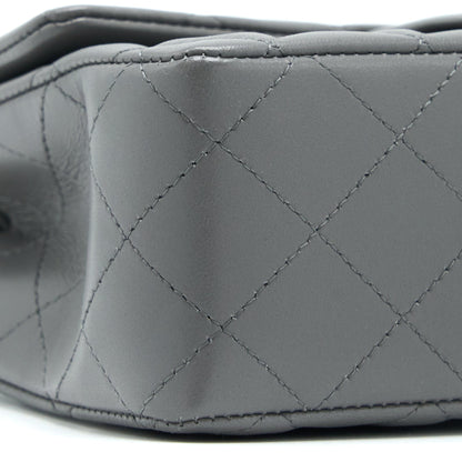 Chanel 22A Mini Rectangular Flap Bag Lambskin Grey L (Microchip)