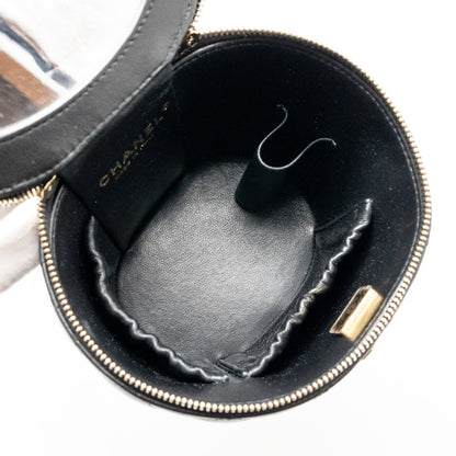 CHANEL Afternoon Tea Top Handle Vanity Case With Chain Lambskin Black  (Microchip)