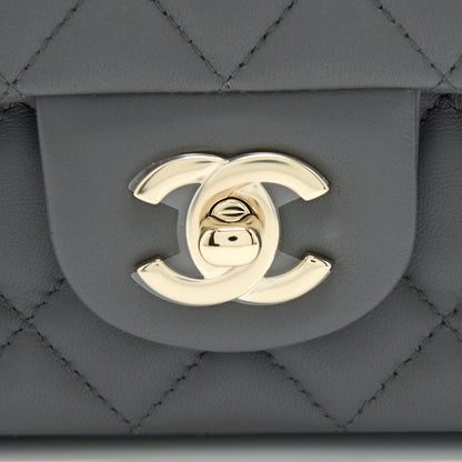 Chanel 22A Mini Rectangular Flap Bag Lambskin Grey L (Microchip)