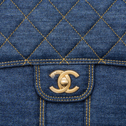 Chanel 23S Flap Backpack Denim Blue Brushed  (Microchip)