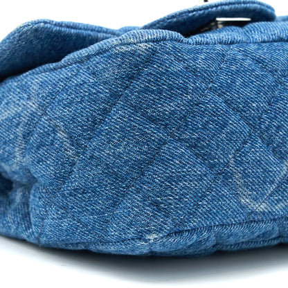 Chanel 20B Mini Square Flap Bag CC Print Denim Blue