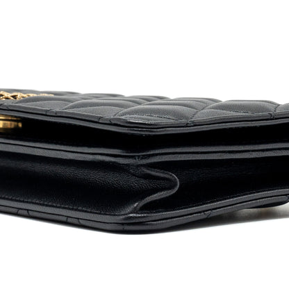 Chanel 23A clutch with chain lambskin black  (microchip)