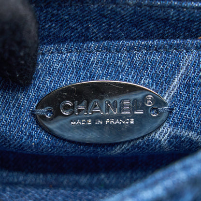 Chanel 20B Mini Square Flap Bag CC Print Denim Blue