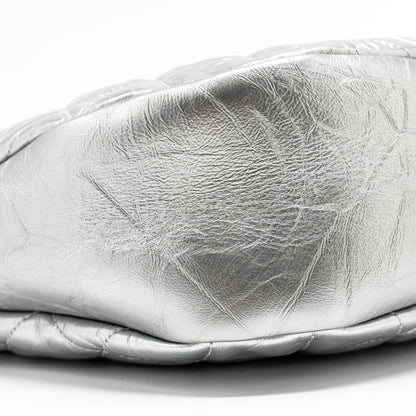 Chanel 31 BAG Quilted Crumpled Calfskin Metallic Silver