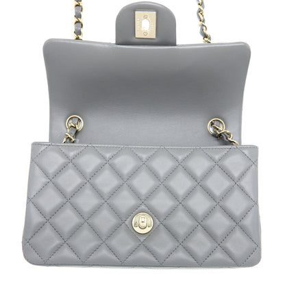 Chanel 22A Mini Rectangular Flap Bag Lambskin Grey L (Microchip)