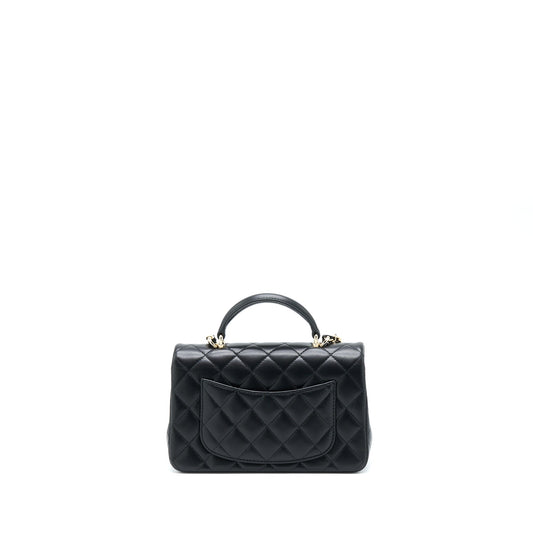 Chanel Top Handle Mini Rectangular Flap Bag Lambskin Black L