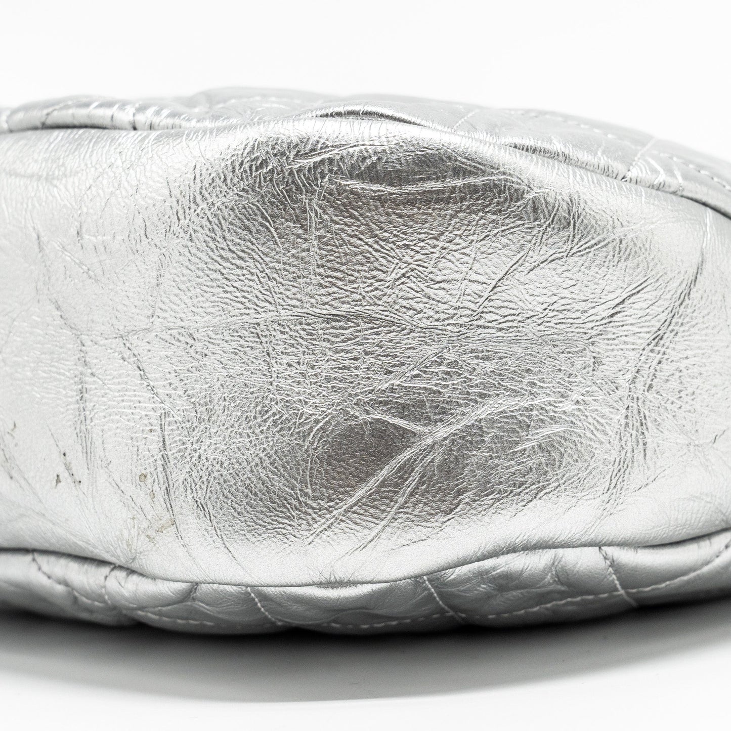 Chanel 31 BAG Quilted Crumpled Calfskin Metallic Silver