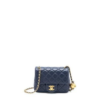 Chanel Pearl Crush Mini Square Lambskin Navy Brushed
