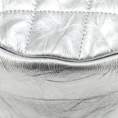 Chanel 31 BAG Quilted Crumpled Calfskin Metallic Silver